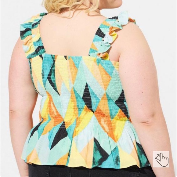 Torrid peplum crinkle gauze smocked neck tank top size 3X - Picture 2 of 4